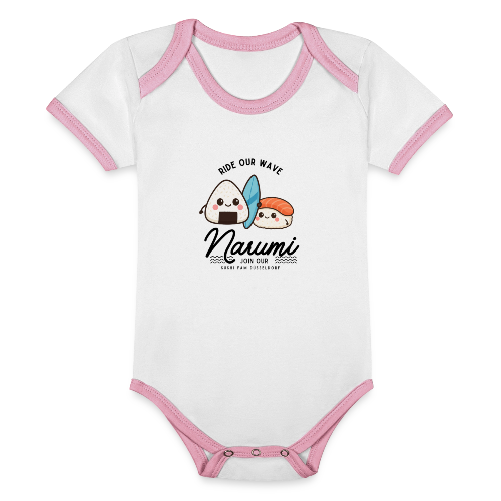 Narumi “Onigiri Surfer” Baby Bodysuit - white/rose