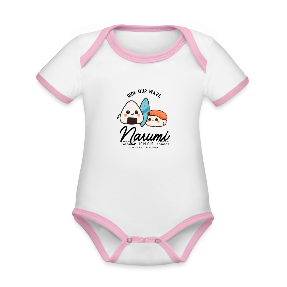 Narumi “Onigiri Surfer” Baby Bodysuit - white/rose