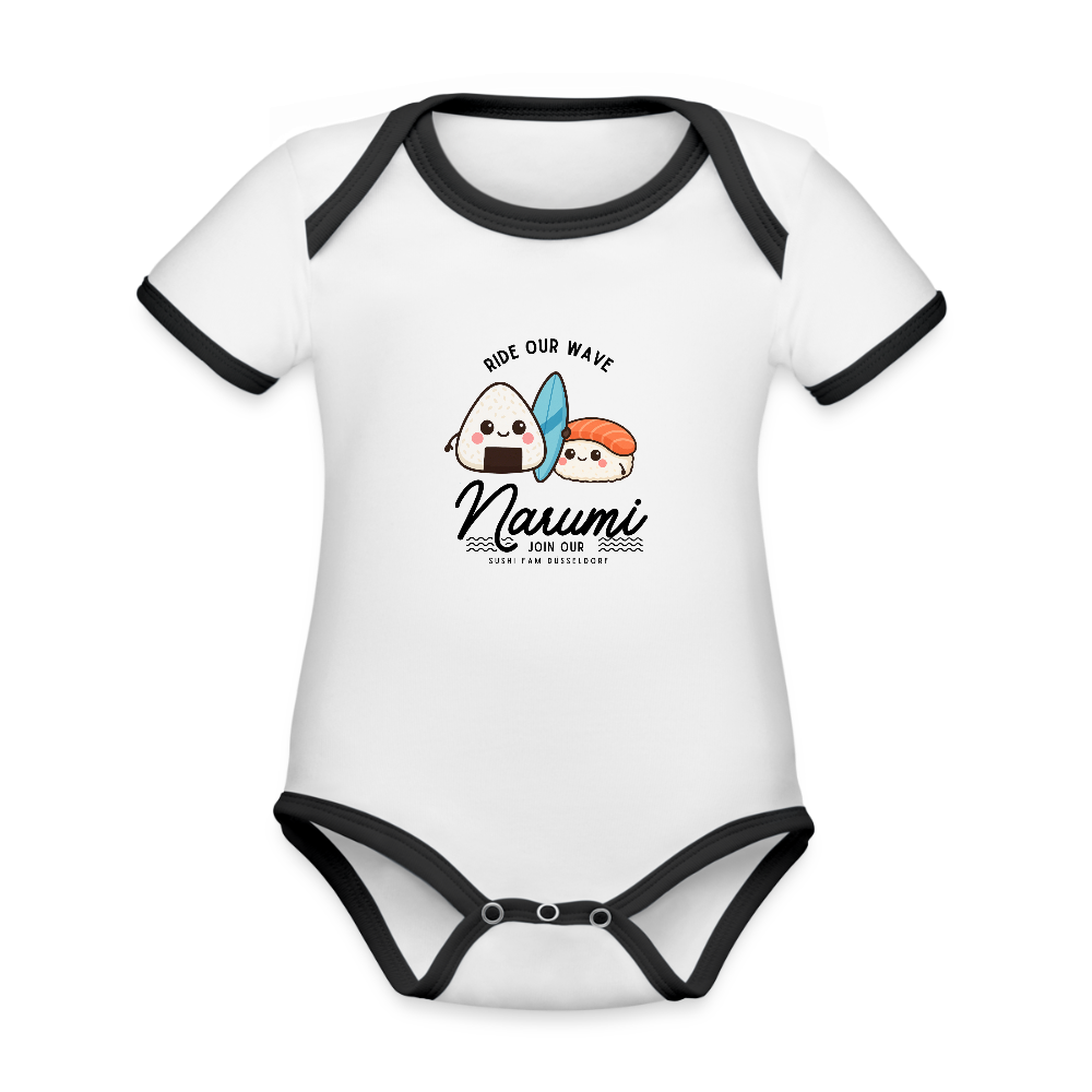 Narumi “Onigiri Surfer” Baby Bodysuit - white/black