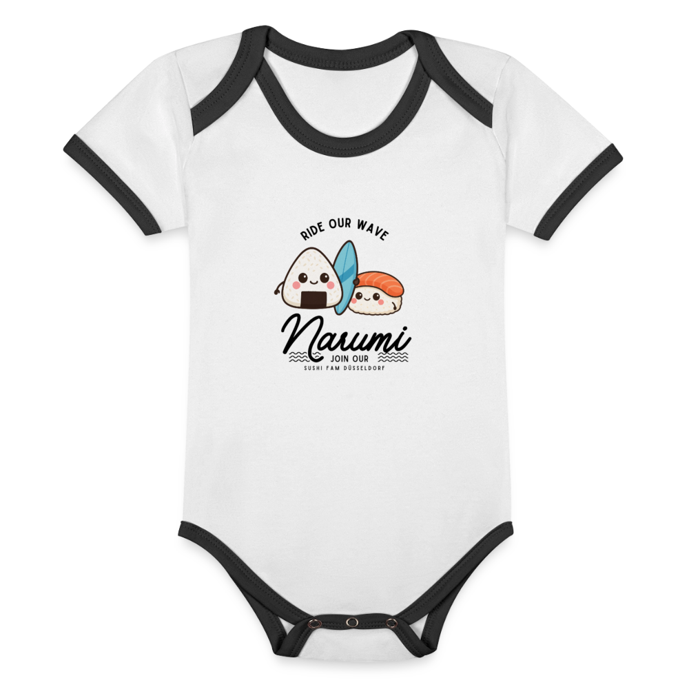 Narumi “Onigiri Surfer” Baby Bodysuit - white/black