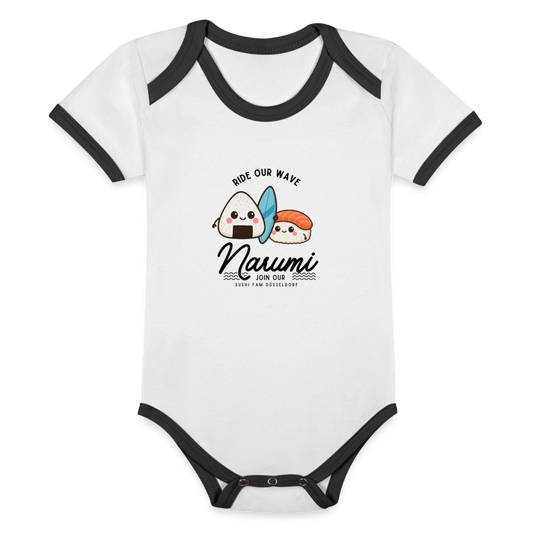 Narumi “Onigiri Surfer” Baby Bodysuit - white/black