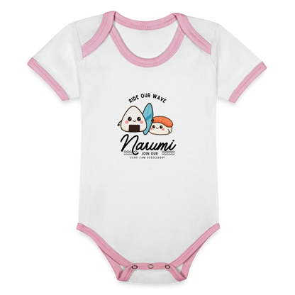 Narumi “Onigiri Surfer” Baby Bodysuit - white/rose