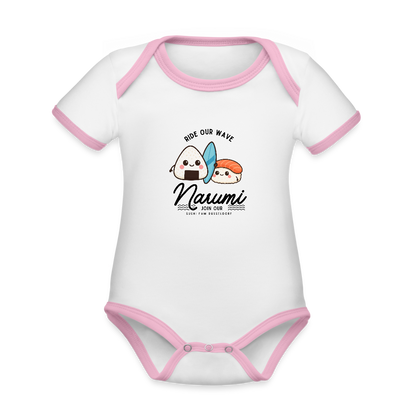 Narumi “Onigiri Surfer” Baby Bodysuit - white/rose