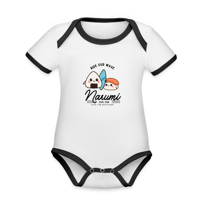 Narumi “Onigiri Surfer” Baby Bodysuit - white/black