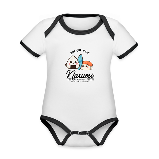Narumi “Onigiri Surfer” Baby Bodysuit - white/black